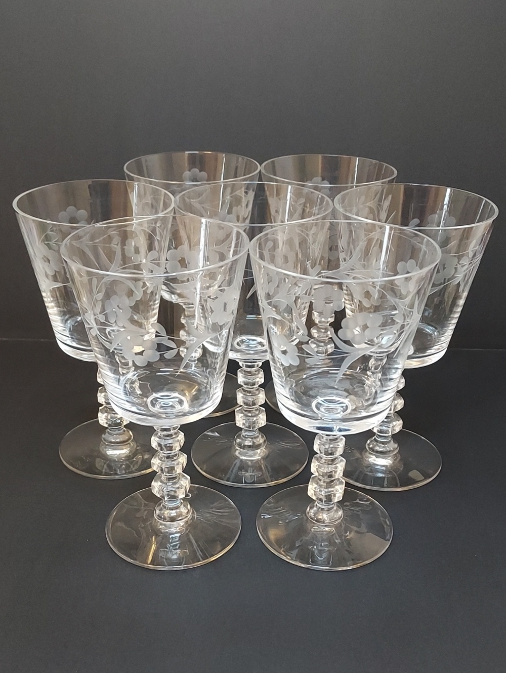 Vintage Libbey Rock Sharpe Halifax Water Goblets Set of 7